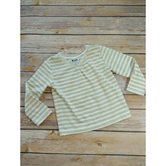 RUUM Gold Striped Long-sleeve Tee-Shirt 12M - Picture 1 of 2
